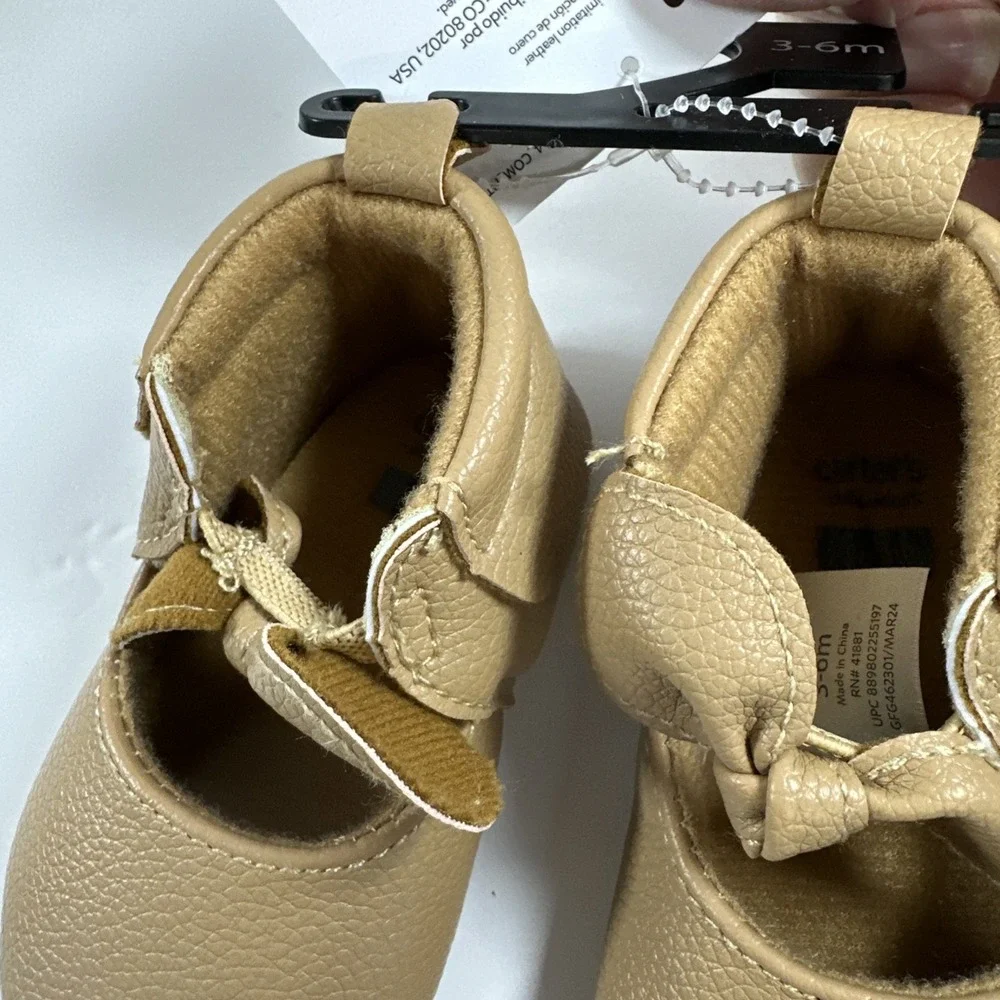 Carter's Child Of Mine Shoes Baby Size 3-6 Months Brown Bow Shoes